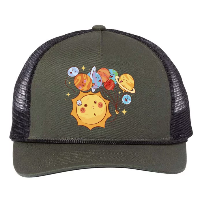 Sun And Planets Cute Galaxy Retro Rope Trucker Hat Cap