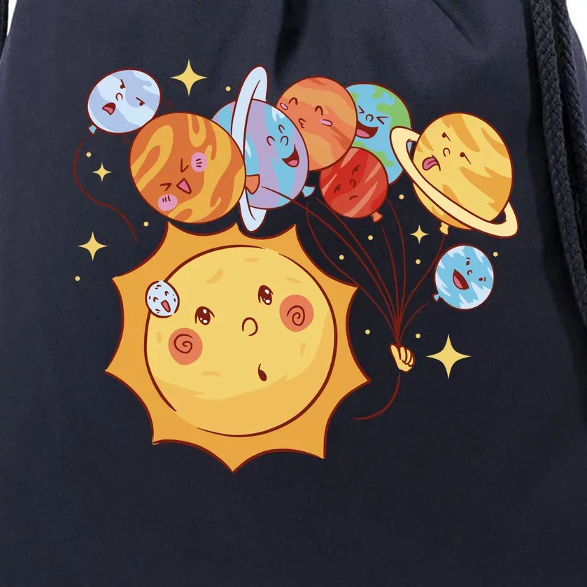 Sun And Planets Cute Galaxy Drawstring Bag