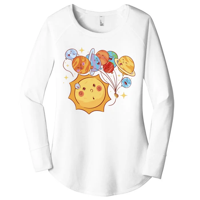 Sun And Planets Cute Galaxy Women's Perfect Tri Tunic Long Sleeve Shirt