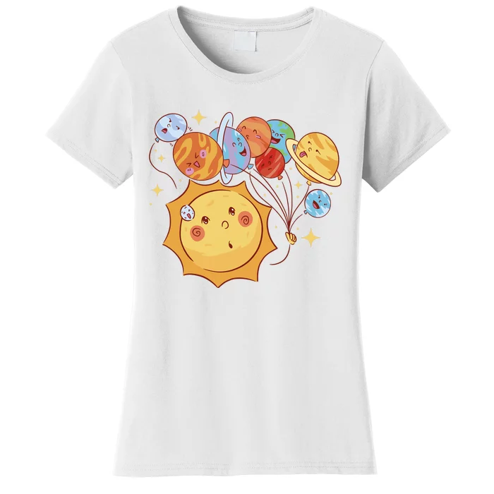 Sun And Planets Cute Galaxy Women's T-Shirt