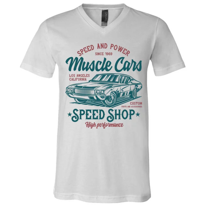 Speed And Power Muscle Car V-Neck T-Shirt