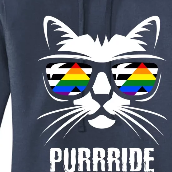 Straight Ally Pride Flag Cat Purrride Funny Straight Ally Gift Women's Pullover Hoodie