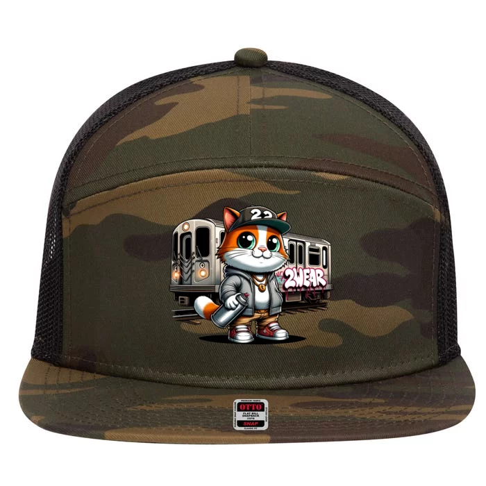 Spray And Purr: The Graffiti CatS Masterpiece 7 Panel Mesh Trucker Snapback Hat