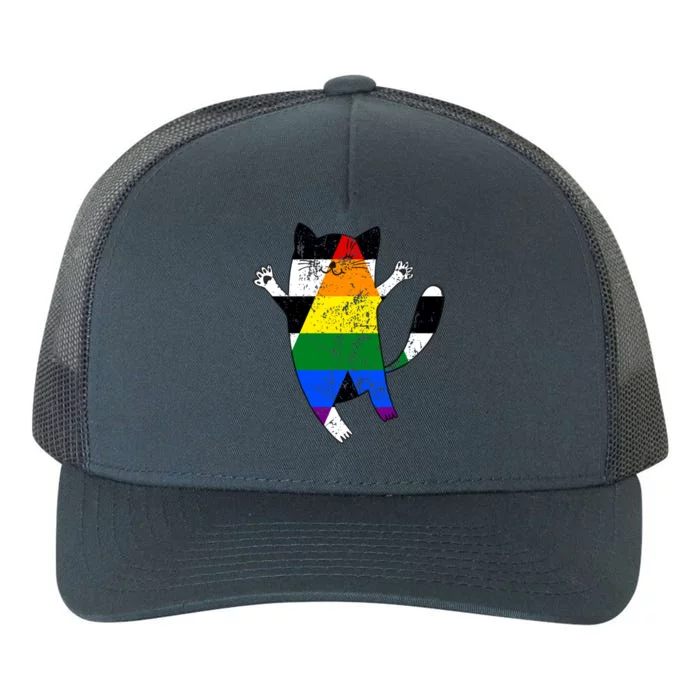 Straight Ally Pride Flag Funny Cat Straight Ally Gift Yupoong Adult 5-Panel Trucker Hat