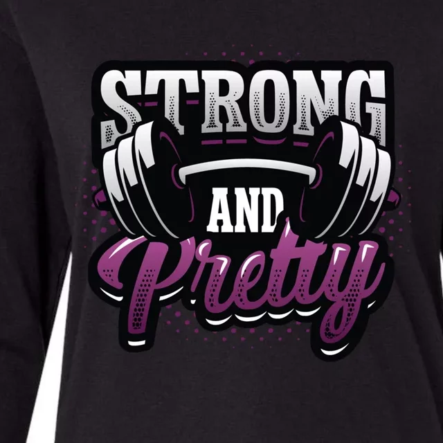 Strong And Pretty Female Bodybuilder Weightlifting Gift Womens Cotton Relaxed Long Sleeve T-Shirt