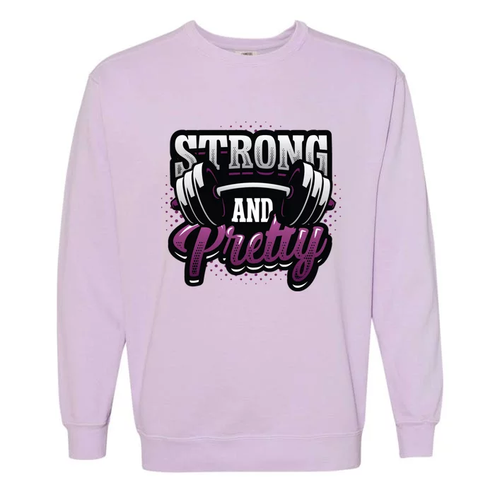 Strong And Pretty Female Bodybuilder Weightlifting Gift Garment-Dyed Sweatshirt