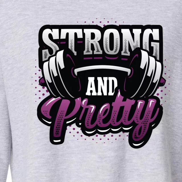 Strong And Pretty Female Bodybuilder Weightlifting Gift Cropped Pullover Crew