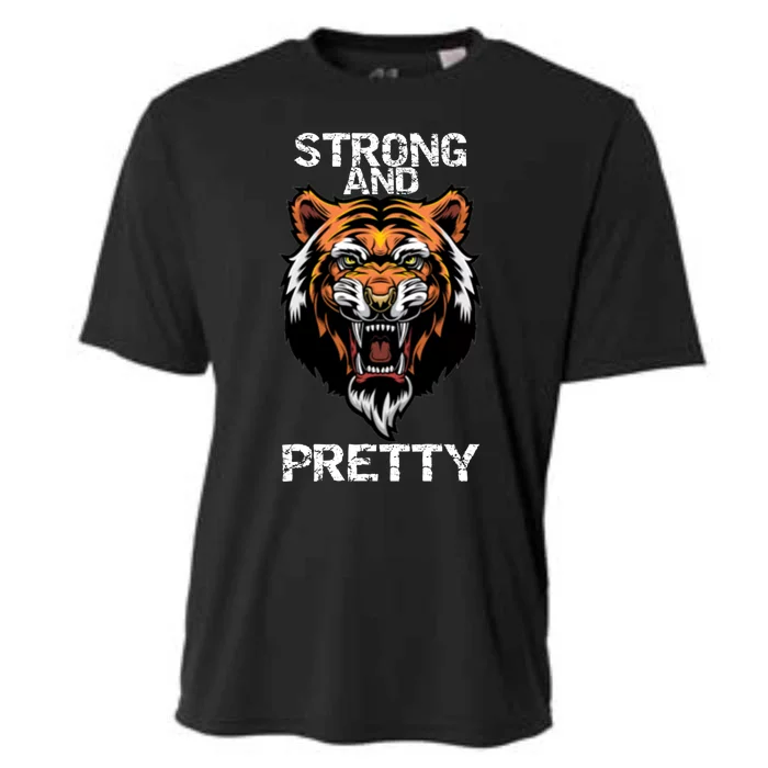 Strong And Pretty Gorgeous Tiger Funny Gym Strong Gift Funny Gift Cooling Performance Crew T-Shirt