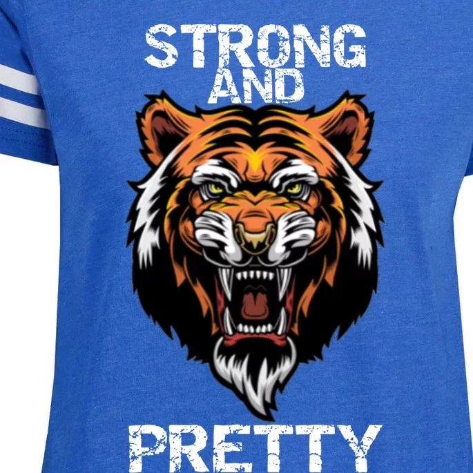 Strong And Pretty Gorgeous Tiger Funny Gym Strong Gift Funny Gift Enza Ladies Jersey Football T-Shirt