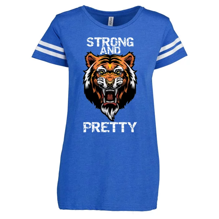 Strong And Pretty Gorgeous Tiger Funny Gym Strong Gift Funny Gift Enza Ladies Jersey Football T-Shirt