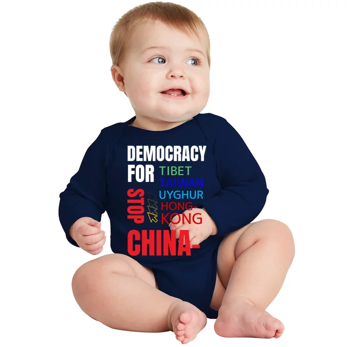 Support And Protest For Taiwan Democracy And Independence Great Gift Baby Long Sleeve Bodysuit