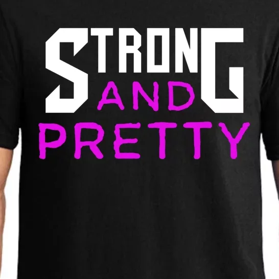 Strong And Pretty Gift Training Quote Gym Workout Great Gift Pajama Set