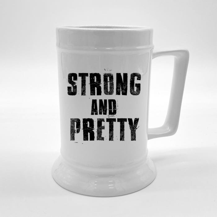 Strong And Pretty Gym Fitness Motivation Cute Gift Front & Back Beer Stein