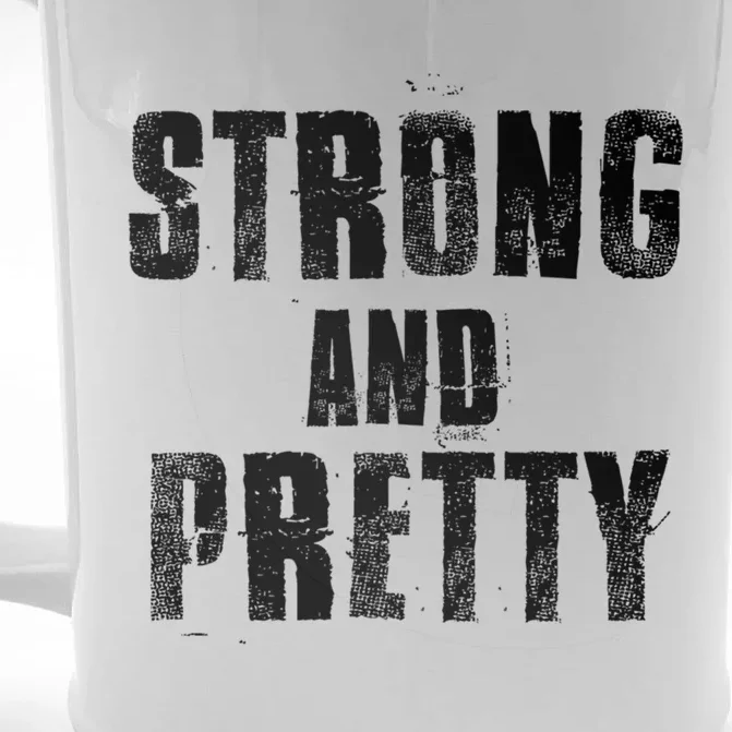 Strong And Pretty Gym Fitness Motivation Cute Gift Front & Back Beer Stein