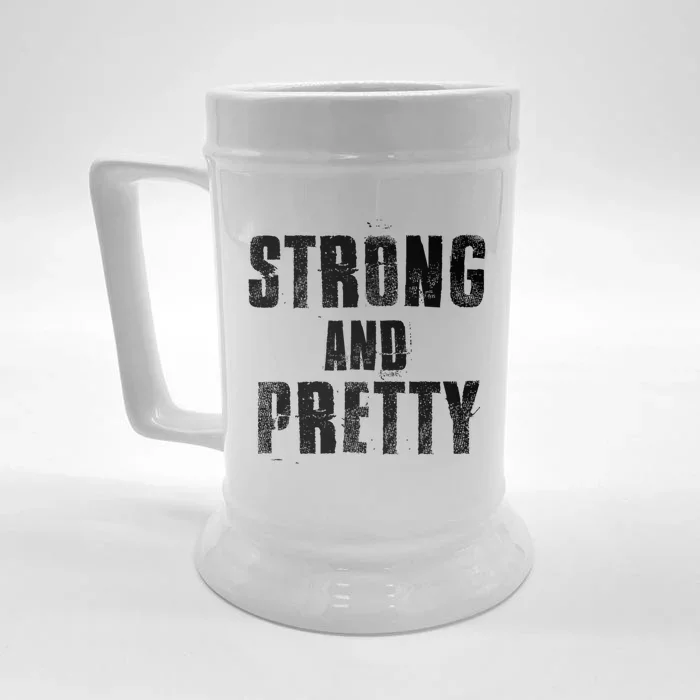 Strong And Pretty Gym Fitness Motivation Cute Gift Front & Back Beer Stein