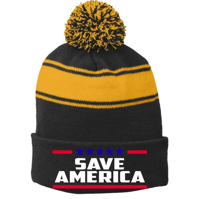 Save America Political Election Stripe Pom Pom Beanie