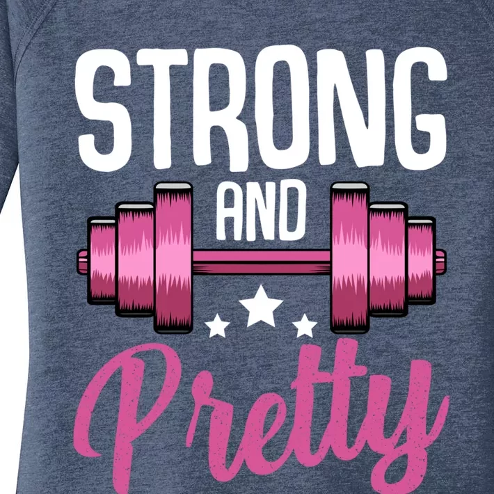 Strong And Pretty Exercise Funny Gym Workout Training Gift Women's Perfect Tri Tunic Long Sleeve Shirt