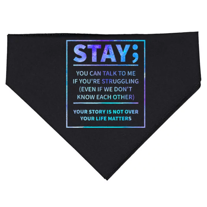 Suicide Awareness Prevention Semicolon Mental Health USA-Made Doggie Bandana