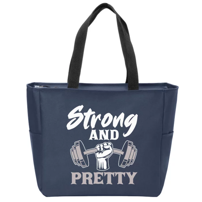 Strong And Pretty Gym Fitness Sport Bodybuilding Zip Tote Bag