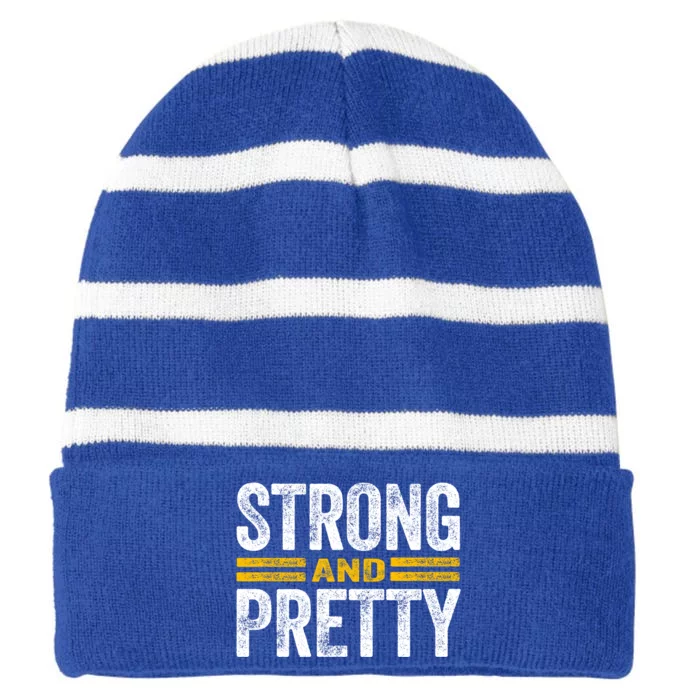 Strong And Pretty Gift Strong And Pretty Gift Great Gift Striped Beanie with Solid Band