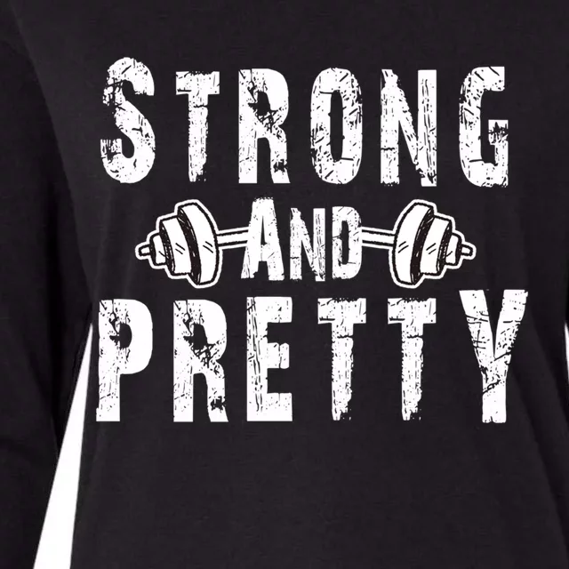 Strong And Pretty Funny Distressed Strong Gym Unisex Great Gift Womens Cotton Relaxed Long Sleeve T-Shirt