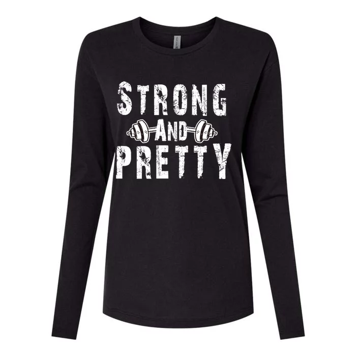 Strong And Pretty Funny Distressed Strong Gym Unisex Great Gift Womens Cotton Relaxed Long Sleeve T-Shirt