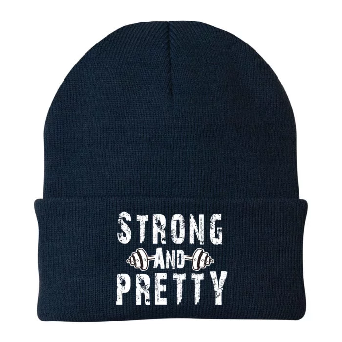 Strong And Pretty Funny Distressed Strong Gym Unisex Great Gift Knit Cap Winter Beanie