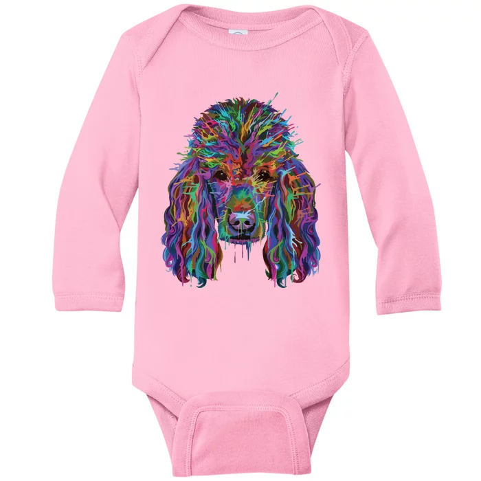 Splash Art Poodle Long Sleeve Poodle Owners Gifts Long Sleeve T Baby Long Sleeve Bodysuit