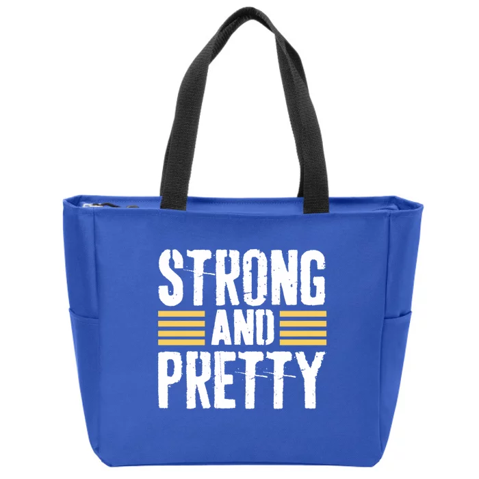 Strong And Pretty Funny Fitness Gym Gift Zip Tote Bag