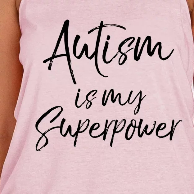 Superhero Autism Quote Autism Is My Superpower Gift Women's Knotted Racerback Tank