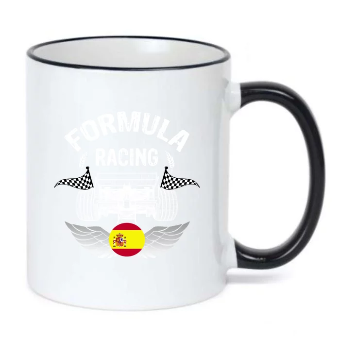 Spanish Auto Race Spain Flag Formula Racing Car Blueprint Gift Black Color Changing Mug