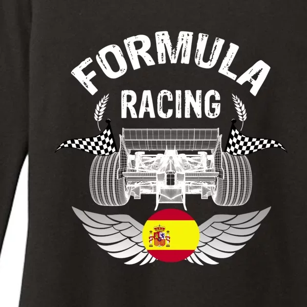 Spanish Auto Race Spain Flag Formula Racing Car Blueprint Gift Womens CVC Long Sleeve Shirt