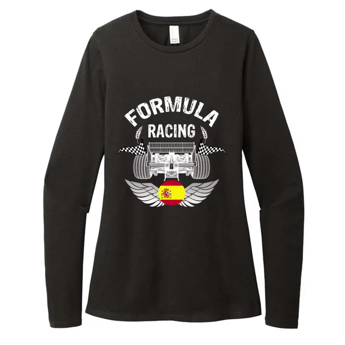 Spanish Auto Race Spain Flag Formula Racing Car Blueprint Gift Womens CVC Long Sleeve Shirt