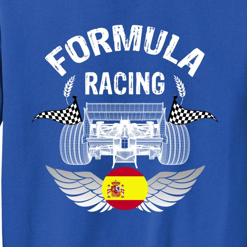 Spanish Auto Race Spain Flag Formula Racing Car Blueprint Gift Sweatshirt