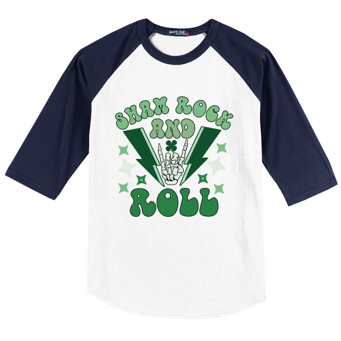 Shamrock And Roll Funny St Pattricks Day Baseball Sleeve Shirt