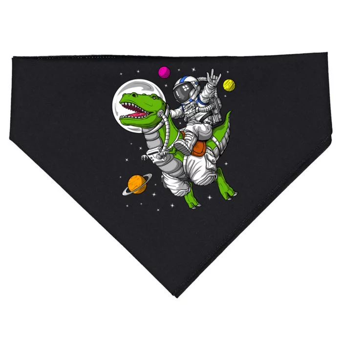 Space Astronaut Riding Trex Dinosaur Funny Boy USA-Made Doggie Bandana