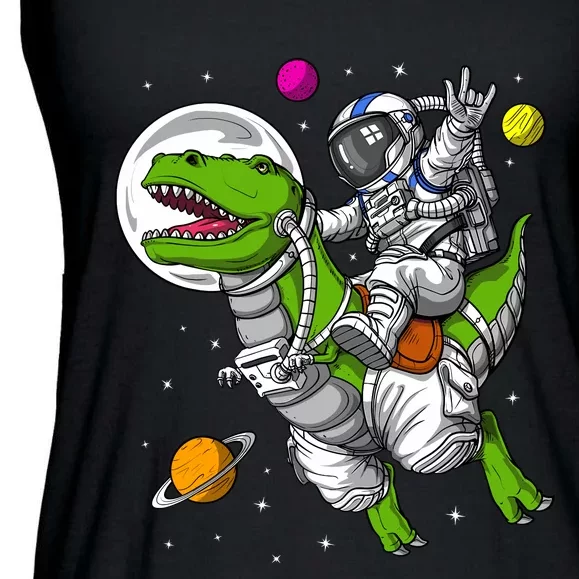 Space Astronaut Riding Trex Dinosaur Funny Boy Ladies Essential Flowy Tank