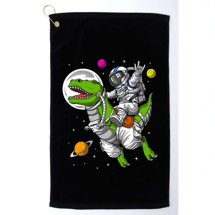 Space Astronaut Riding Trex Dinosaur Funny Boy Platinum Collection Golf Towel