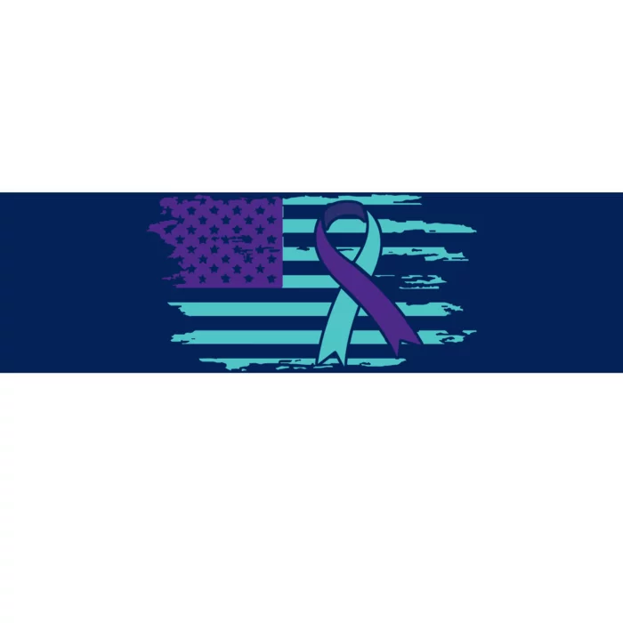 Suicide Awareness Ribbon American Flag Bumper Sticker