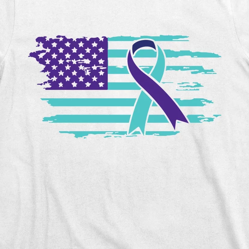 Suicide Awareness Ribbon American Flag T-Shirt