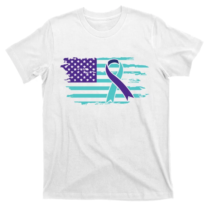 Suicide Awareness Ribbon American Flag T-Shirt