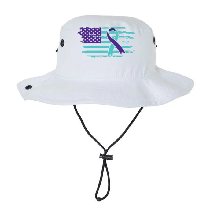 Suicide Awareness Ribbon American Flag Legacy Cool Fit Booney Bucket Hat