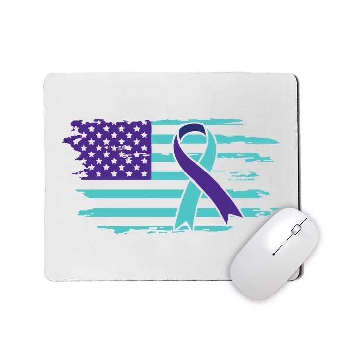 Suicide Awareness Ribbon American Flag Mousepad