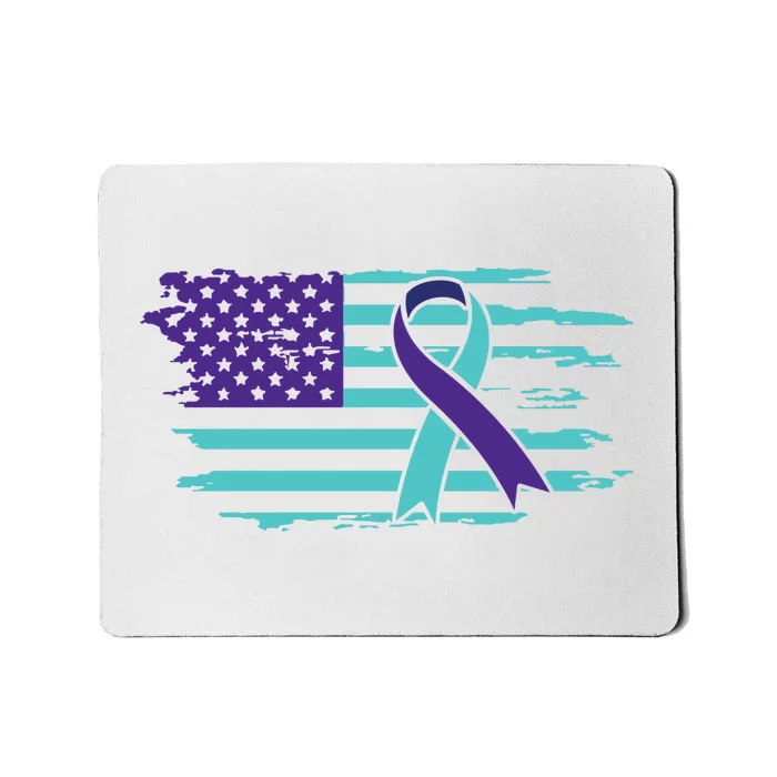 Suicide Awareness Ribbon American Flag Mousepad