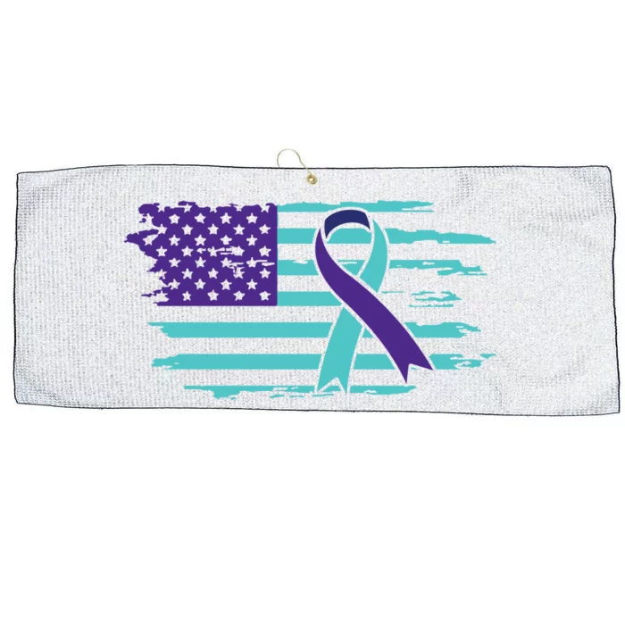 Suicide Awareness Ribbon American Flag Large Microfiber Waffle Golf Towel