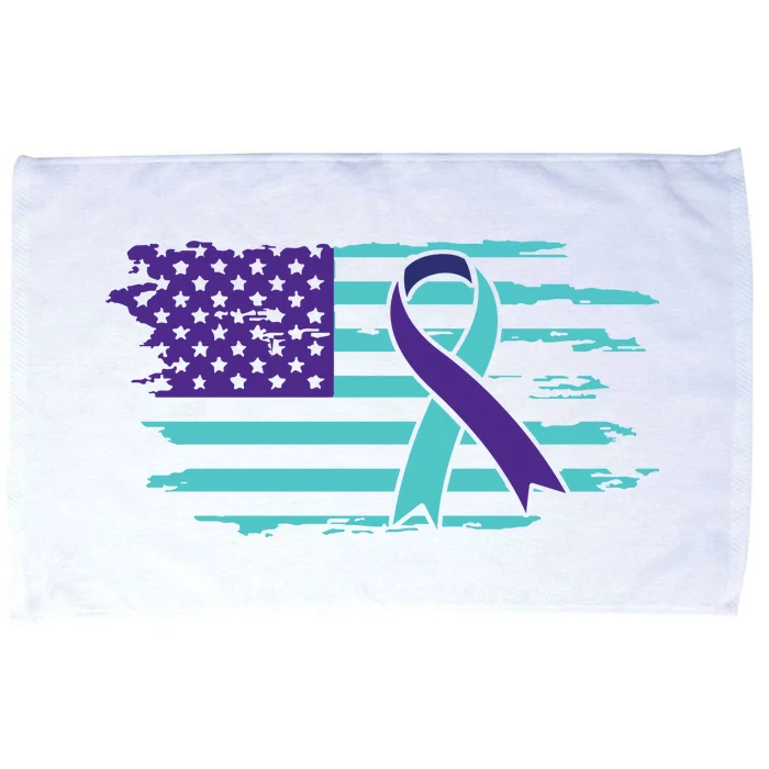 Suicide Awareness Ribbon American Flag Microfiber Hand Towel