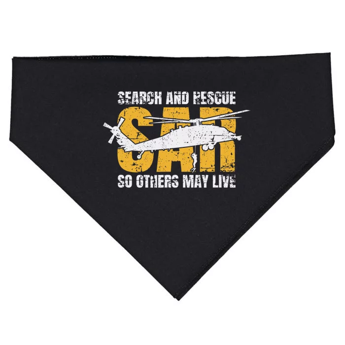 Search And Rescue Helicopter Sar Vintage Distressed Design USA-Made Doggie Bandana