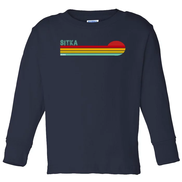 Sitka Alaska Retro Sunset Toddler Long Sleeve Shirt