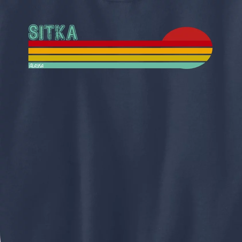 Sitka Alaska Retro Sunset Kids Sweatshirt