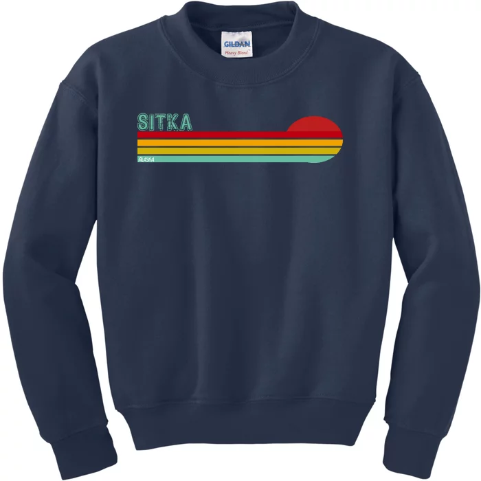 Sitka Alaska Retro Sunset Kids Sweatshirt